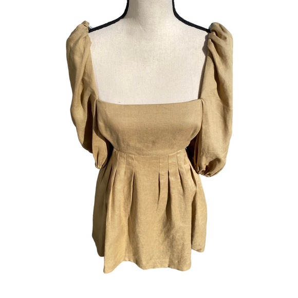 Zimmermann Mae Coquette Bow 100% Linen Tea Party Style Dress Size L - Picture 2 of 11